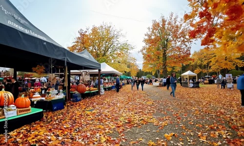 Wallpaper Mural Fall festival with booths selling crafts and seasonal foods. Video Torontodigital.ca