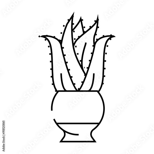 aloe domestic plant line icon vector. aloe domestic plant sign. isolated contour symbol black illustration