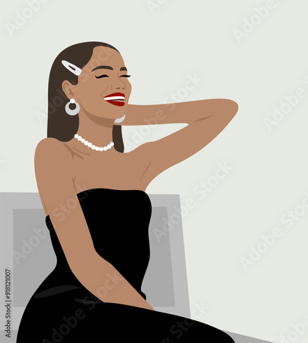 Illustration of a pretty girl on a light gray background.