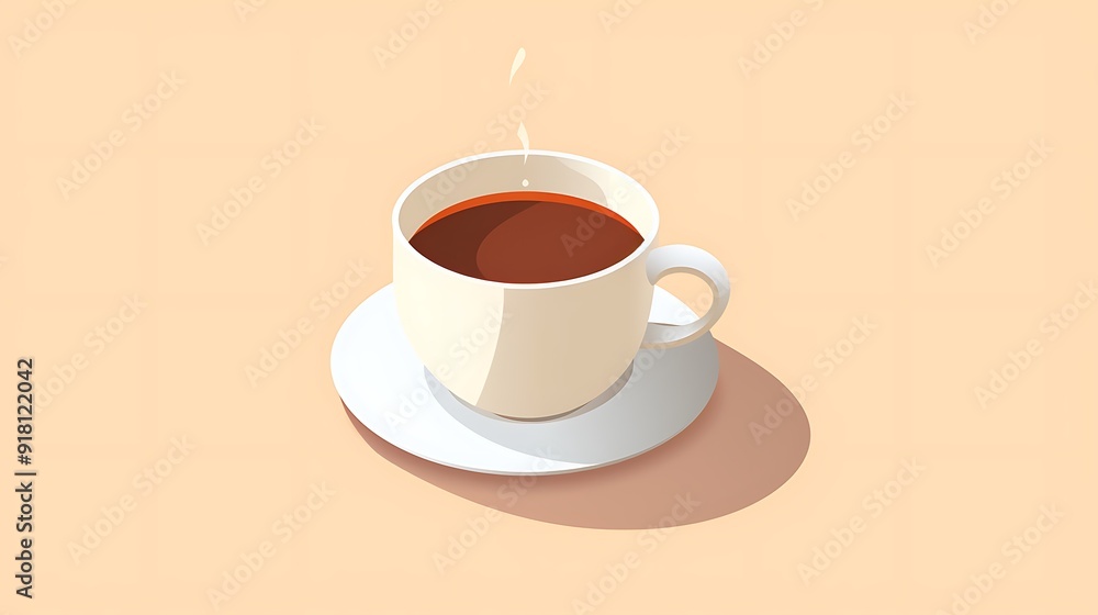Obraz premium A cup of coffee isometric flat design, steaming hot, minimalist style