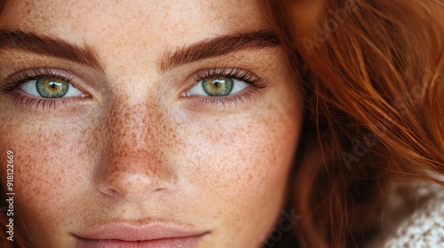 A close-up shot of red hair cascading in soft waves, highlighting the texture and vibrant color of the hair against a soft, neutral background.