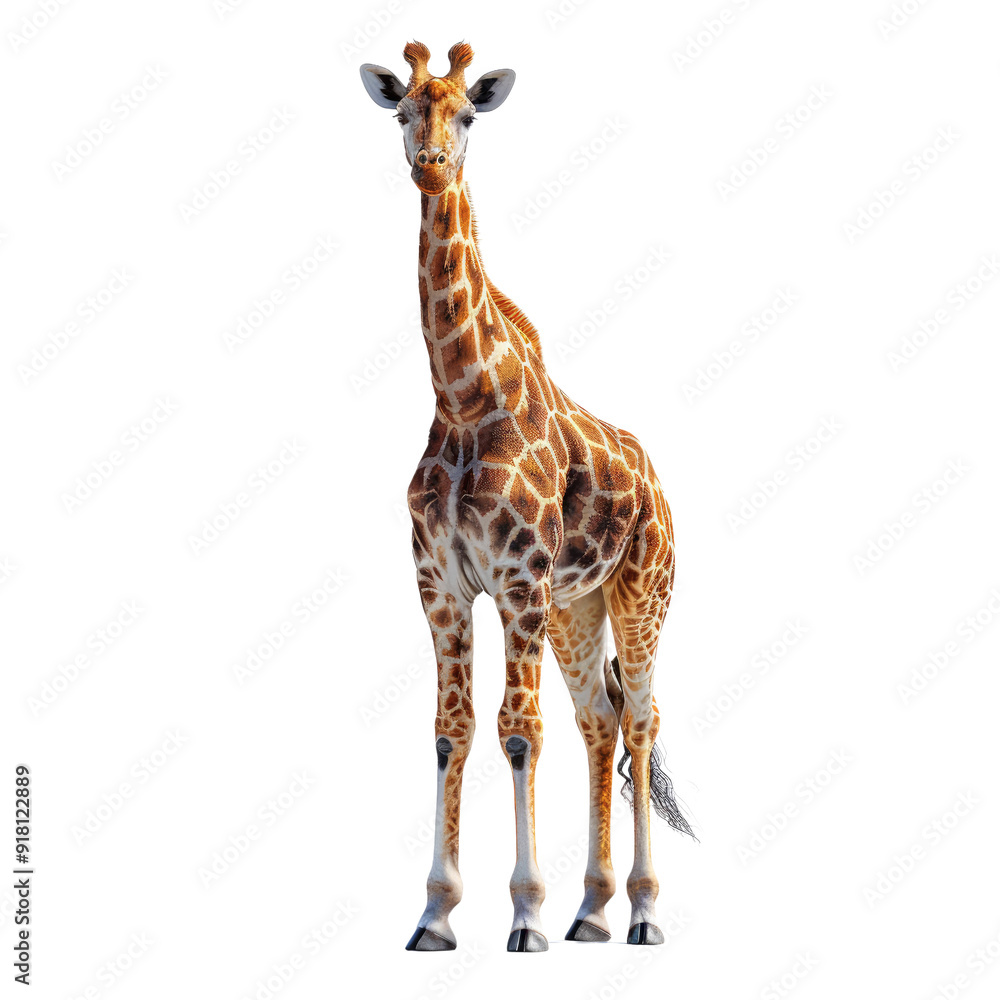 Obraz premium A Giraffe standing isolated on a transparent background for web, banner, wallpaper