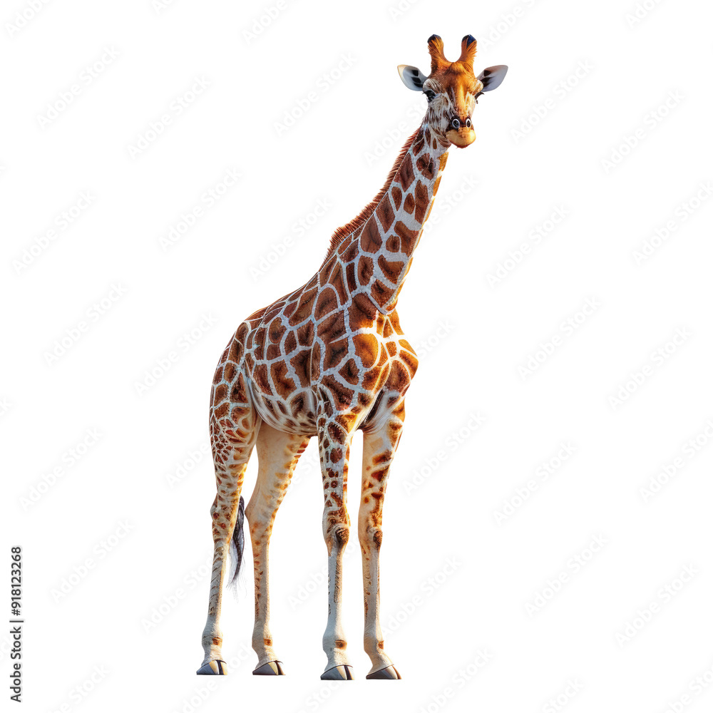 Obraz premium A Giraffe standing isolated on a transparent background for web, banner, wallpaper