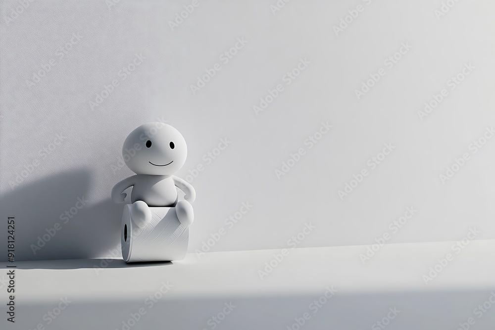 3D Character stressed out sitting on toilet paper. 3D rendering isolated on white. 3D Character stressed out sitting on toilet paper. 3D rendering isolated on white.