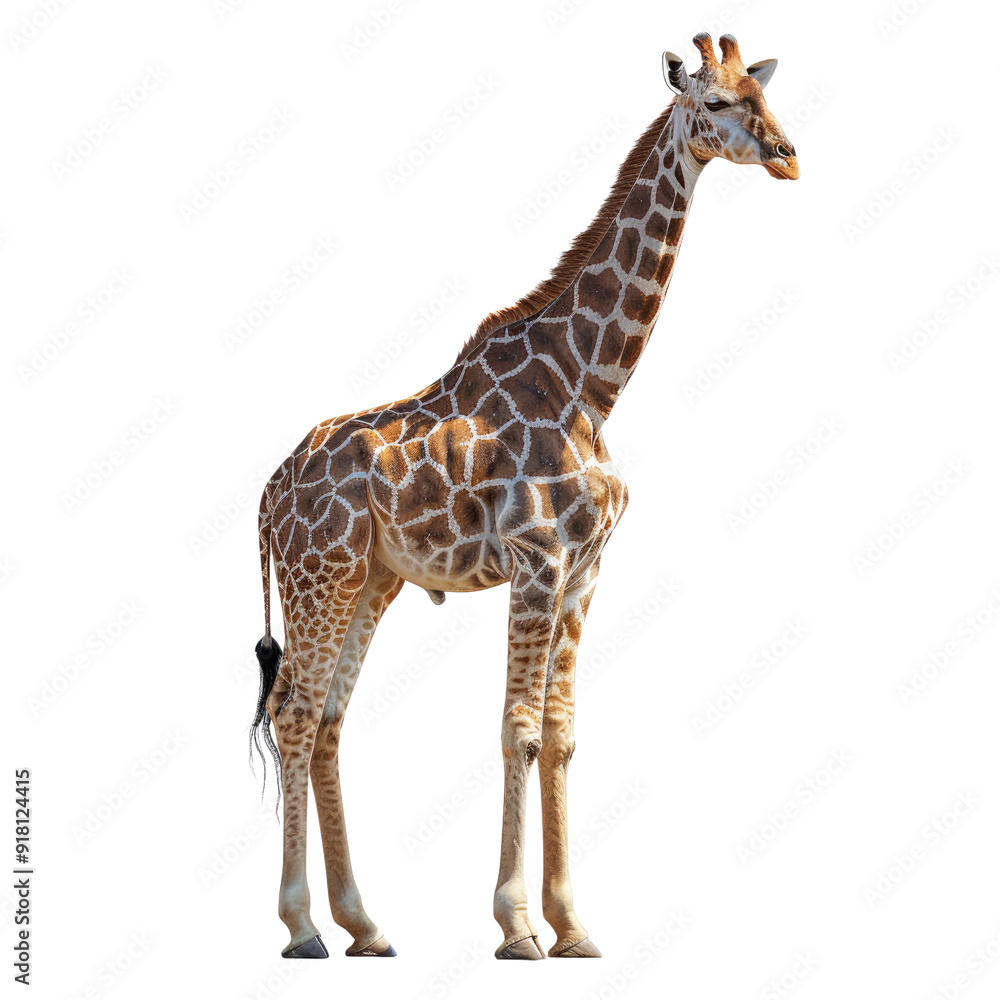 Obraz premium A Giraffe standing isolated on a transparent background for web, banner, wallpaper
