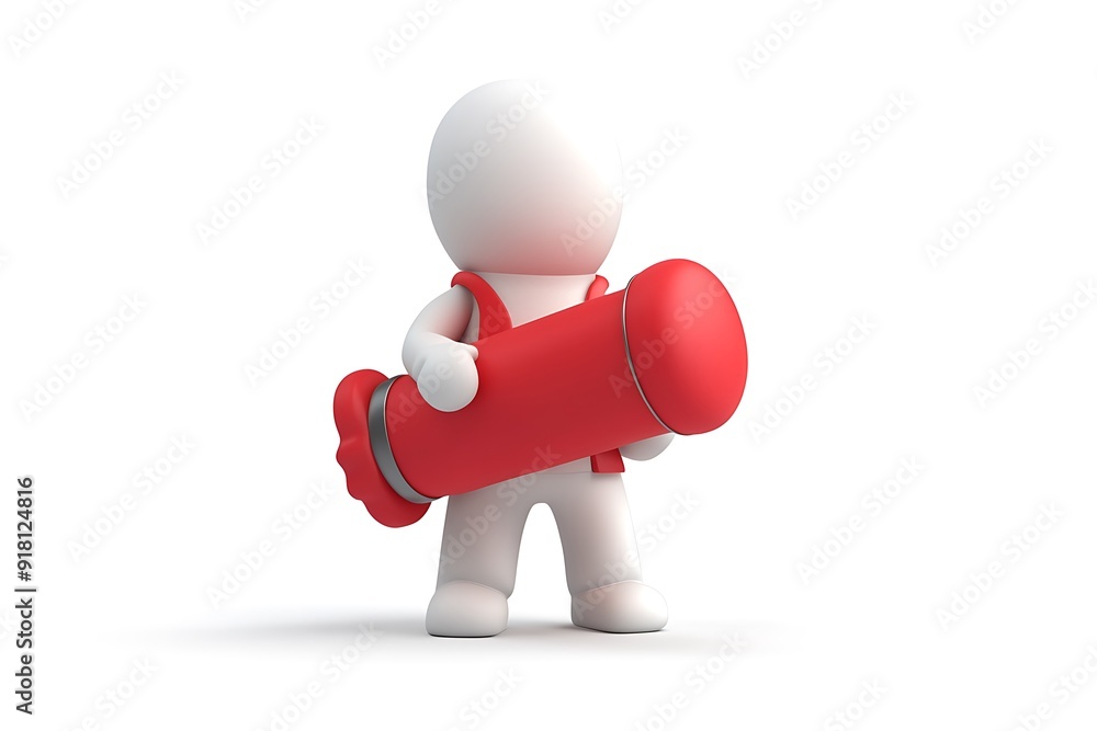 3D Character holding up big stick of dynamite. 3D rendering isolated on white. 3D Character holding up big stick of dynamite. 3D rendering isolated on white.