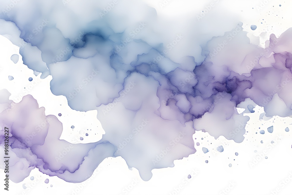 Obraz premium A blend from soft blue to lavender watercolor on white background, AI Generated