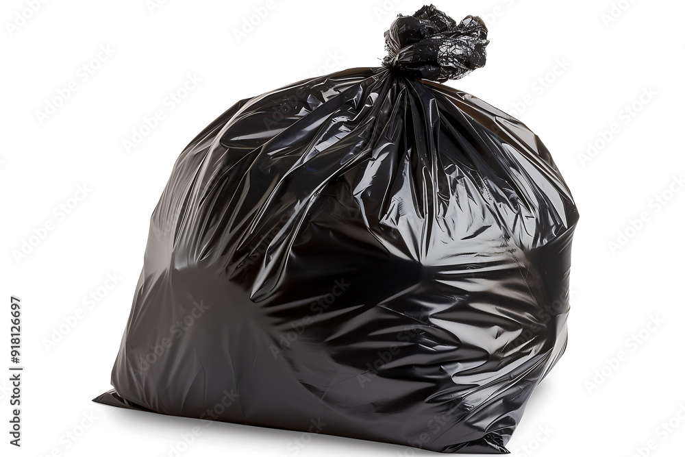 Full black garbage bag isolated on white background Full black garbage bag isolated on white background
