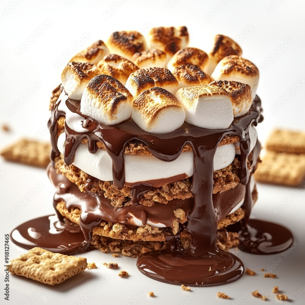 Gourmet S'mores Dessert with Toasted Marshmallows, Melted Chocolate, and Graham Crackers Generative AI Gourmet S'mores Dessert with Toasted Marshmallows, Melted Chocolate, and Graham Crackers Generative AI