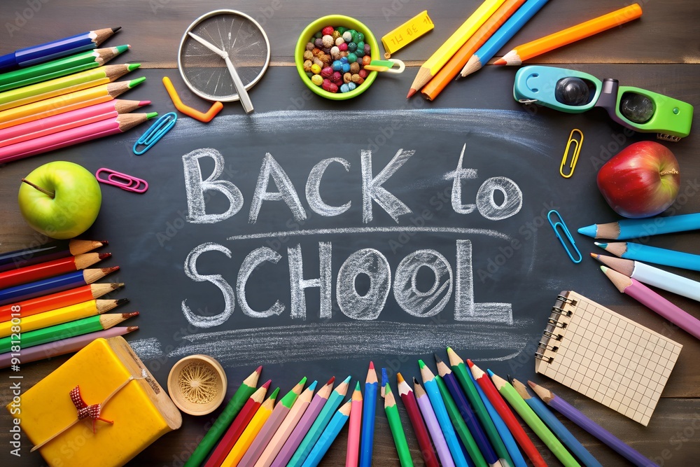 Simple and Clean 'Back to School' Banner Design with School Bag, Pencils, Books, and More Simple and Clean 'Back to School' Banner Design with School Bag, Pencils, Books, and More