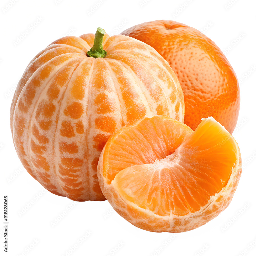 Peeled Tangerine with Segments Separated, Isolated on Transparent Background, Ideal for Food and Citrus Designs Peeled Tangerine with Segments Separated, Isolated on Transparent Background, Ideal for Food and Citrus Designs