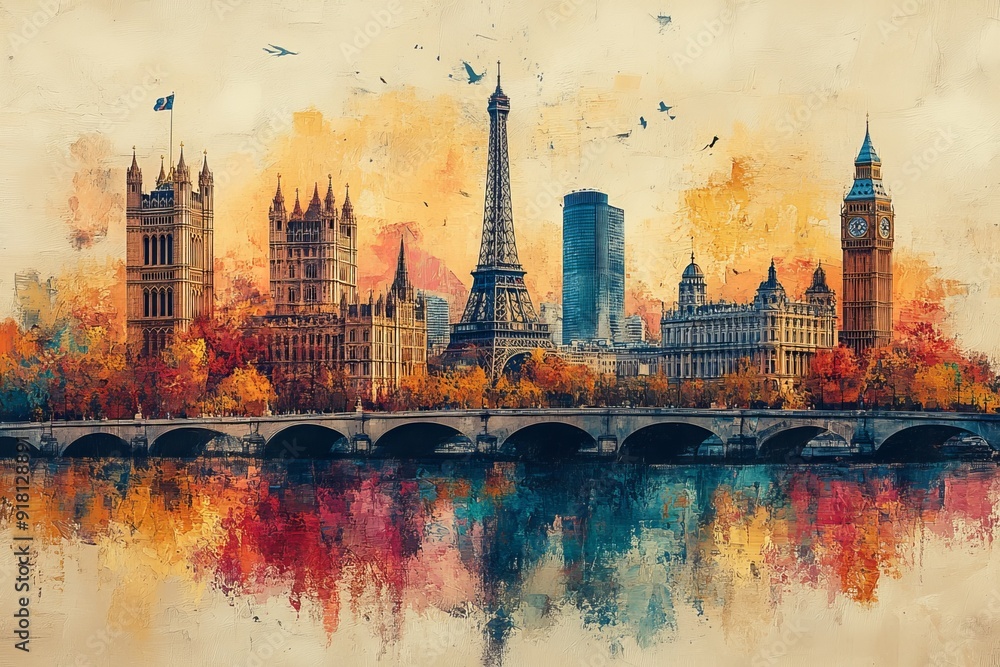 The essence of European tourism, showcasing these famous landmarks in vibrant detail, of iconic European landmarks. Generative AI The essence of European tourism, showcasing these famous landmarks in vibrant detail, of iconic European landmarks. Generative AI