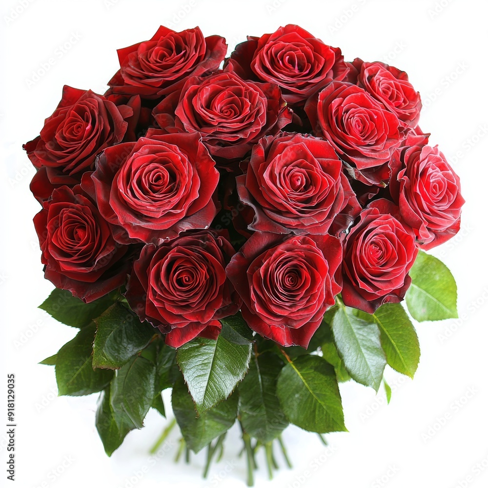 Fresh Red Roses Arranged in a Bouquet on White Background, Perfect for Valentine's Day or Anniversary Gift Generative AI Fresh Red Roses Arranged in a Bouquet on White Background, Perfect for Valentine's Day or Anniversary Gift Generative AI