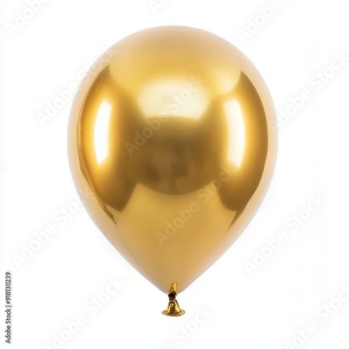 Golden Party Decor Balloon Isolated on White Background Generative AI photo