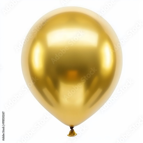 Golden Party Decor Balloon Isolated on White Background Generative AI photo