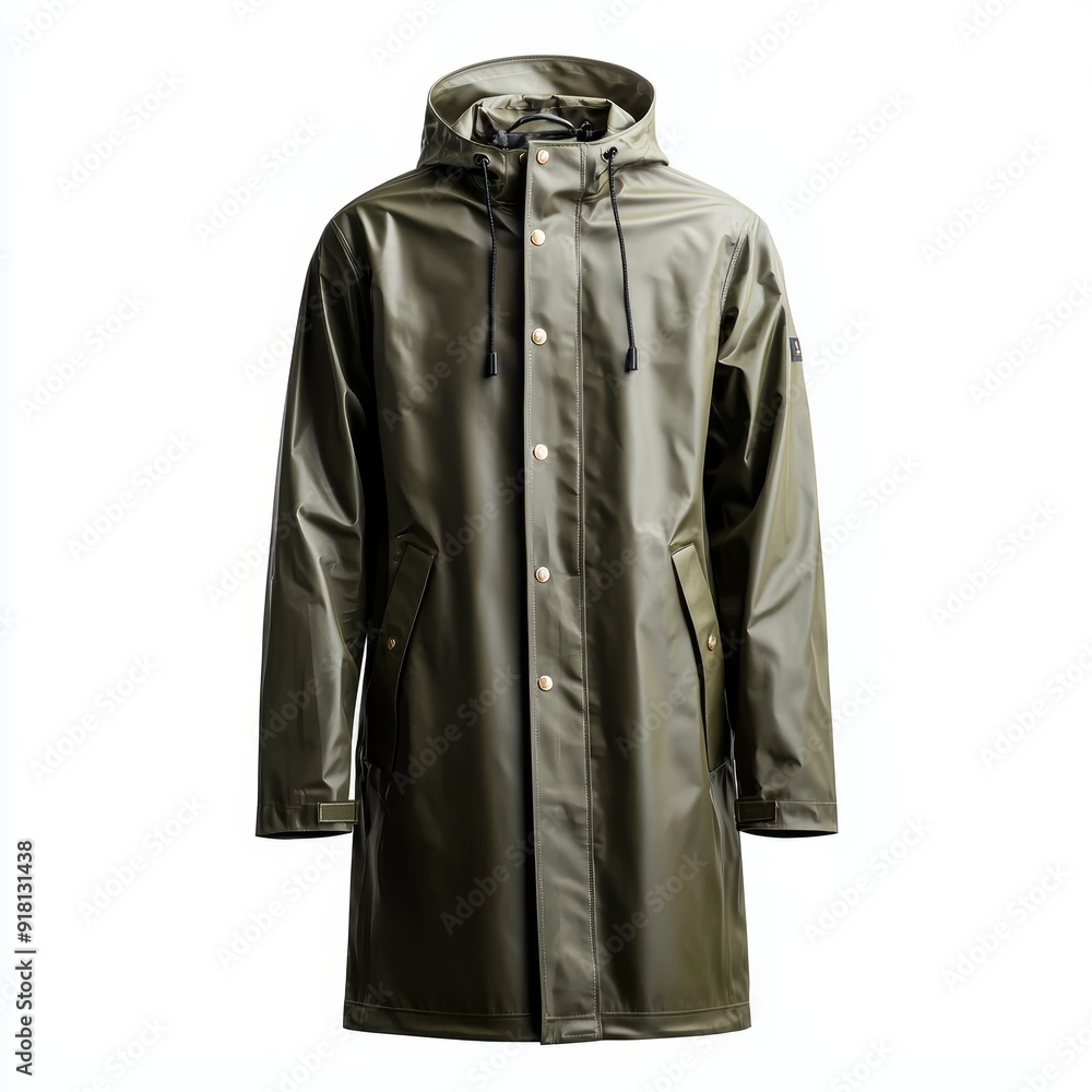 Man Wearing Classic Waterproof Long Raincoat Isolated on White Background Generative AI Man Wearing Classic Waterproof Long Raincoat Isolated on White Background Generative AI