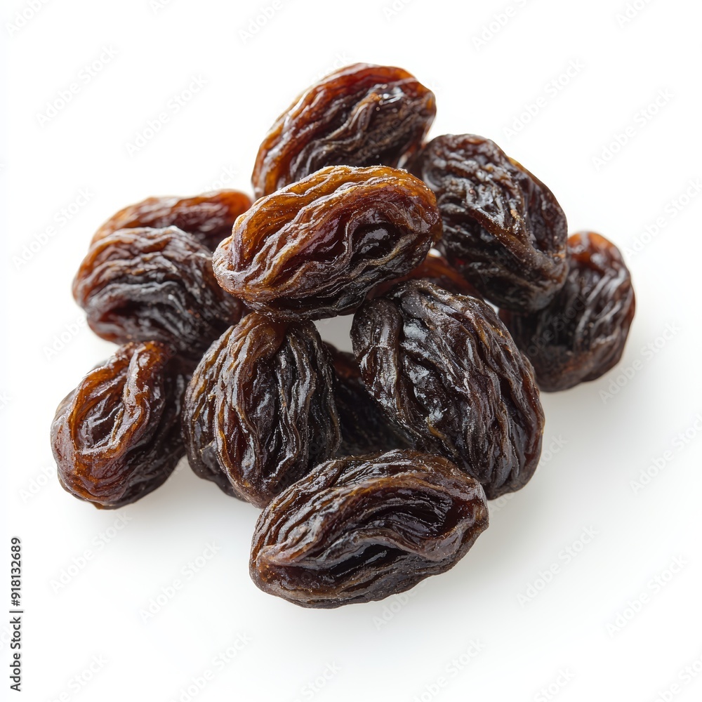 Raisin Isolated on White Background, Full Depth of Field Generative AI Raisin Isolated on White Background, Full Depth of Field Generative AI