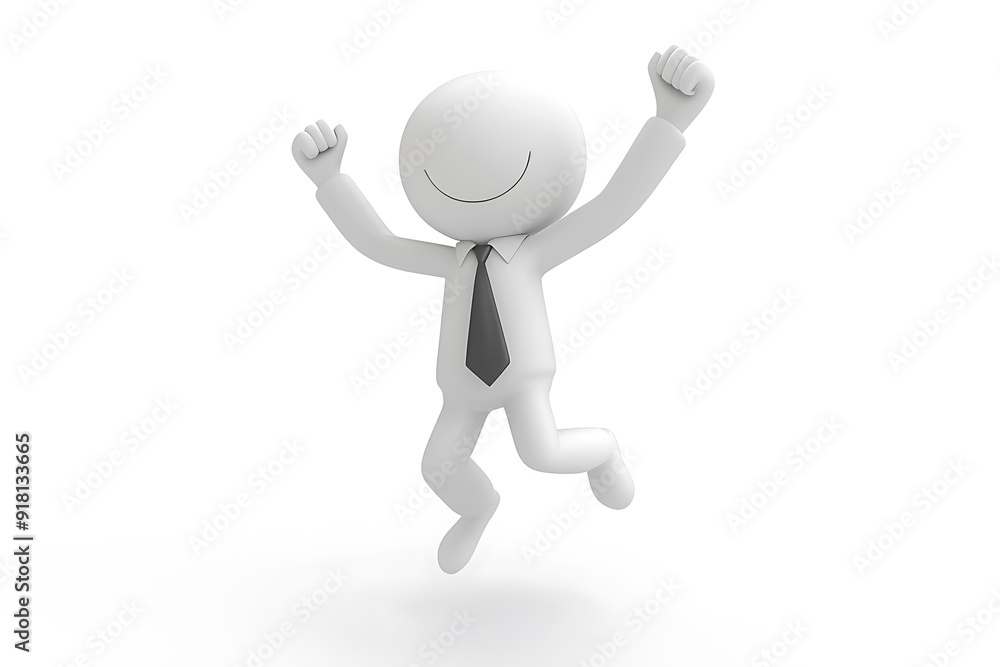 3d man success in business, on white background 3d man success in business, on white background