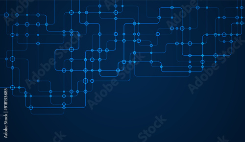 Circuit connect lines and dots. Network technology and Connection concept. Decentralized network nodes connections