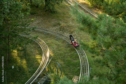 Aerial view about the summer bobsled track near by lake Balaton in Hungary. Name is bob2 advanture park in balatonfuzfo city. photo