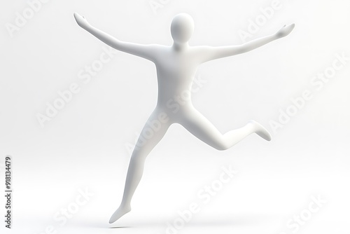 3d illustration of successful man jumping in joy. 3d human person character and white people.