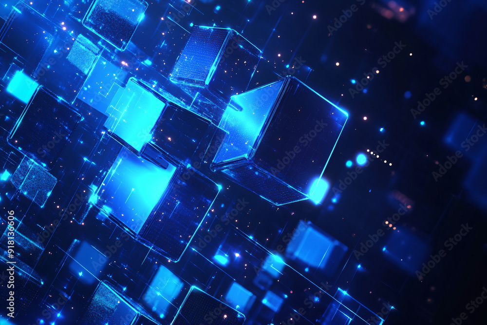 Abstract Blue Digital Cubes. Abstract Blue Digital Cubes.