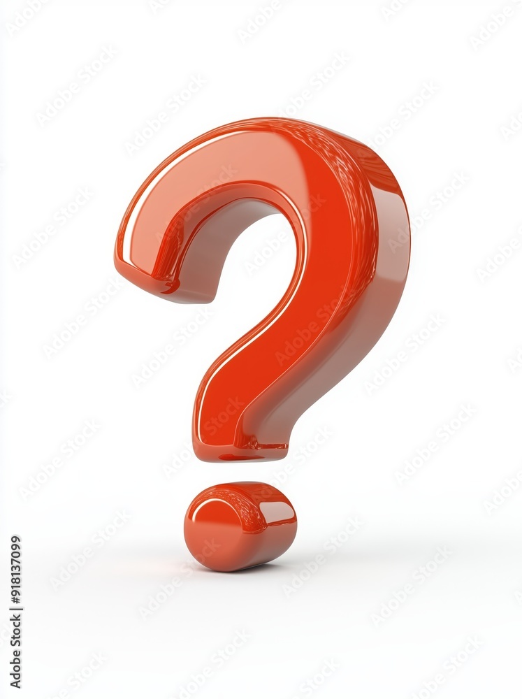 3D red question mark icon on a white background, with no shadow under the figure 3D red question mark icon on a white background, with no shadow under the figure
