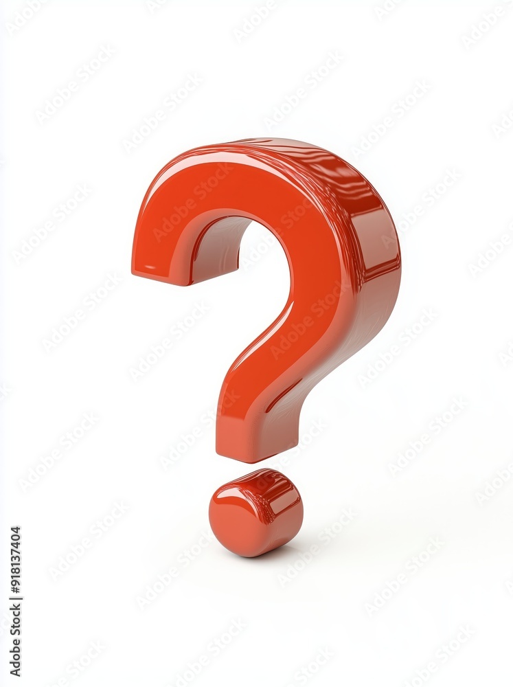 3D red question mark icon on a white background, illustration, with no shadow under the figure 3D red question mark icon on a white background, illustration, with no shadow under the figure