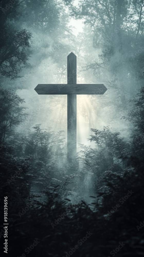 Cross Forest Chapel Christianity Religion Spiritual Symbol - Generative AI Cross Forest Chapel Christianity Religion Spiritual Symbol - Generative AI