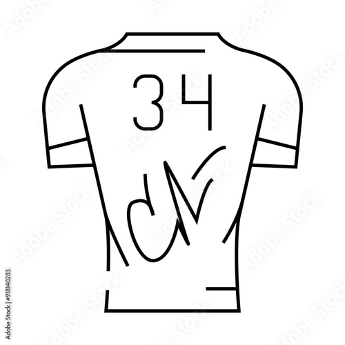 t-shirt with autograph line icon vector. t-shirt with autograph sign. isolated contour symbol black illustration