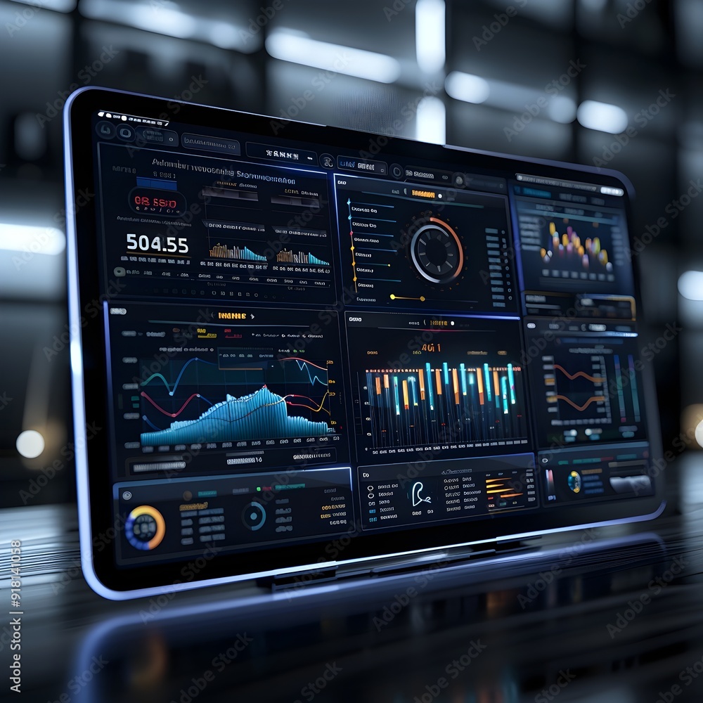 Interactive Digital Dashboard Showcasing Real Time Financial Data and Analytics Interactive Digital Dashboard Showcasing Real Time Financial Data and Analytics