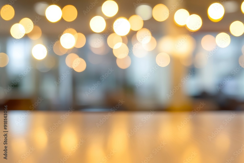 Blurred empty open space office. Abstract light bokeh at office interior background for design. with generative ai Blurred empty open space office. Abstract light bokeh at office interior background for design. with generative ai