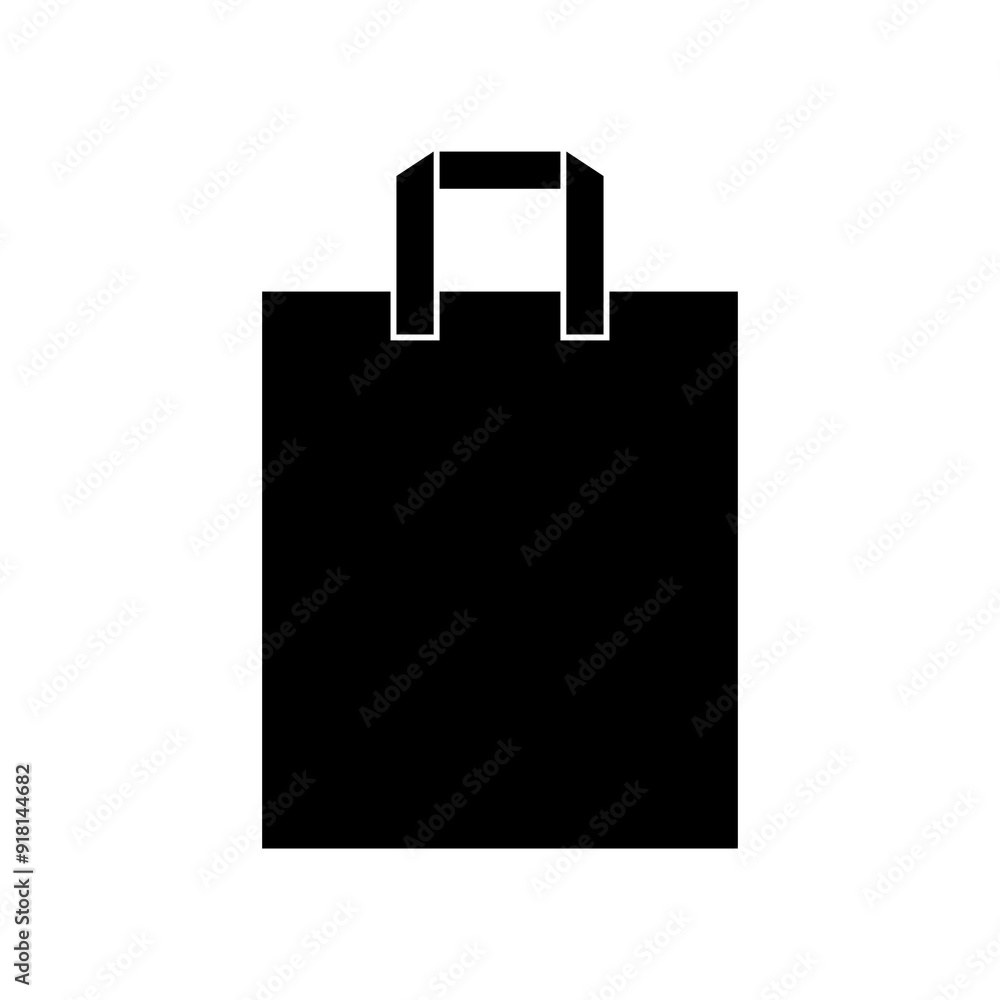 Illustration showing a black icon of a paper shopping bag, isolated on a white background. Illustration showing a black icon of a paper shopping bag, isolated on a white background.