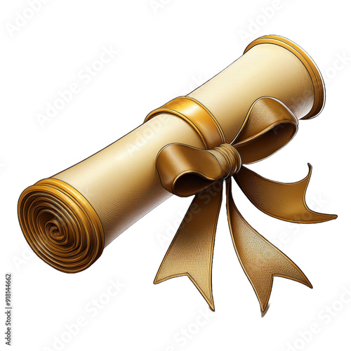 diploma certificate isolated on white, academic achievement document