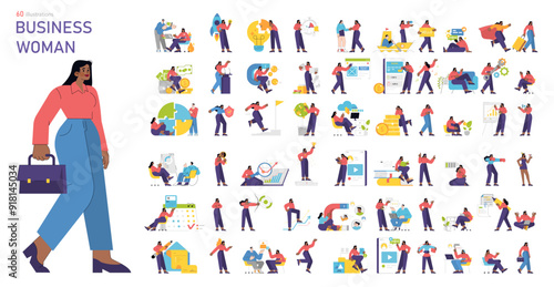 business woman. Flat Vector Illustration