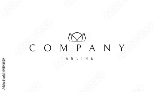 Vector logo with an abstract image of a drop of dew against the background of two leaves.