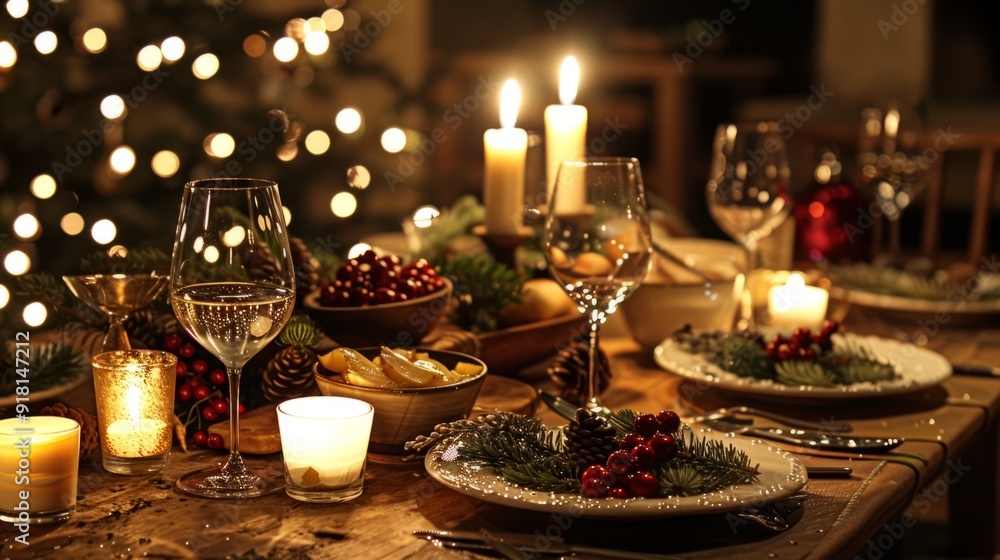Christmas Eve Dinner Table Ready for Guests Christmas Eve Dinner Table Ready for Guests