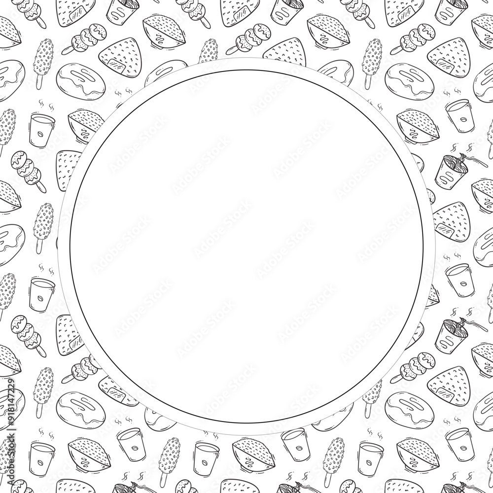 food and beverage circle frame in doodle style frame background food and beverage circle frame in doodle style frame background