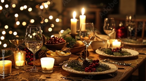 Christmas Eve Dinner Table Ready for Guests