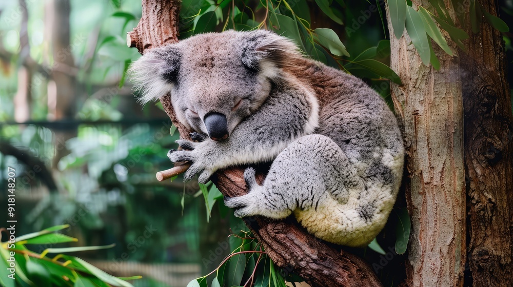 Fototapeta premium Sleeping Koala in a Tree
