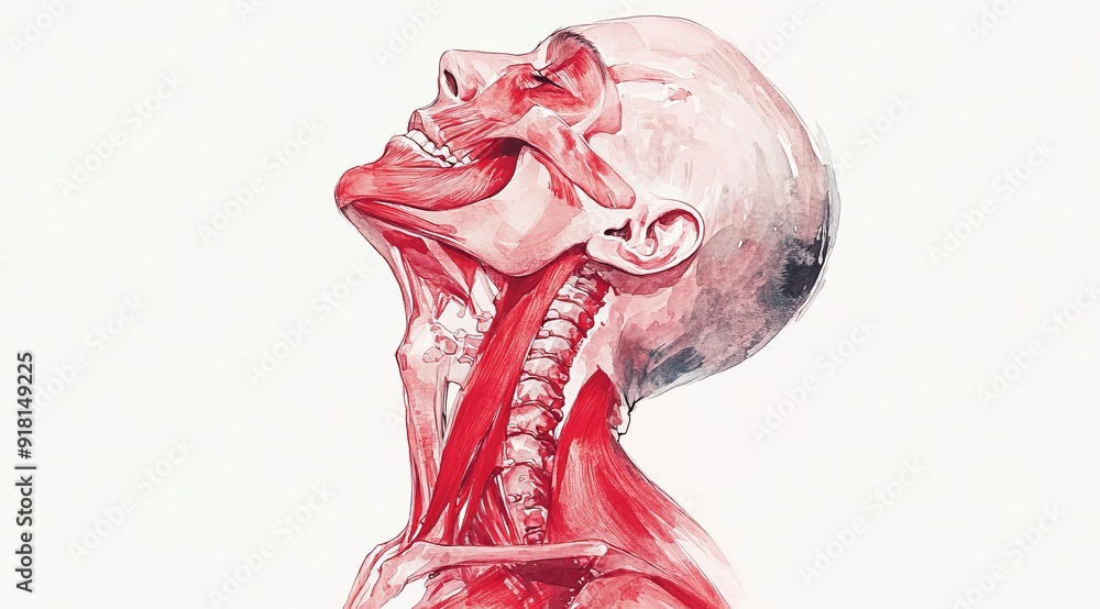 Obraz premium Watercolor Painting of Man's Neck and Collar - Detailed Art Print