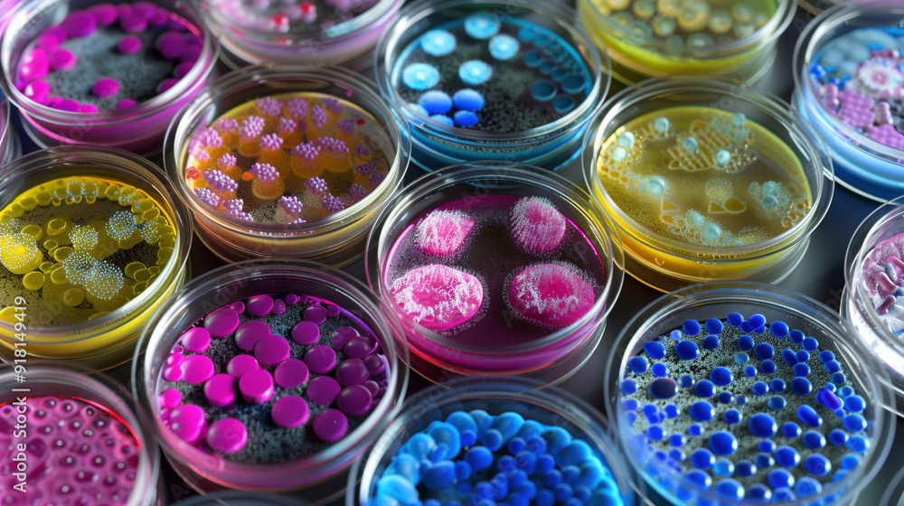 Bacterial Symphony: Petri Dish Mosaic of Cultivating Microorganisms Bacterial Symphony: Petri Dish Mosaic of Cultivating Microorganisms