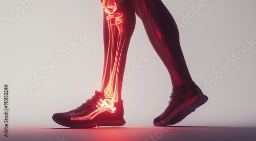 Red Glowing Calf and Ankle: A Close-Up View photo