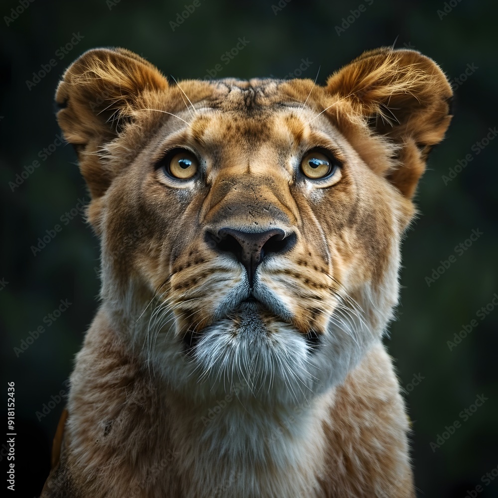 Fototapeta premium Regal Lioness with Intense and Focused Gaze Embodying Strength and Grace for Wildlife Portraits