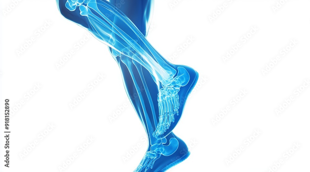 Blue Glowing Bones: A Man's Leg in Striking Detail Blue Glowing Bones: A Man's Leg in Striking Detail