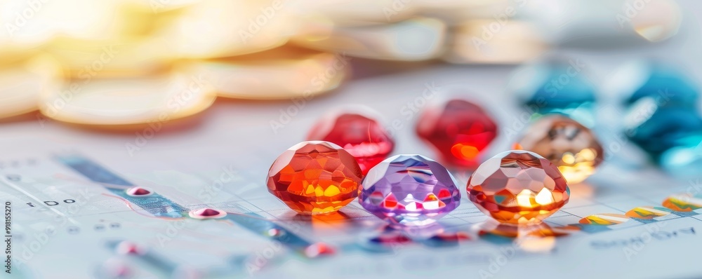Colorful Crystal Gems on a Financial Chart Colorful Crystal Gems on a Financial Chart