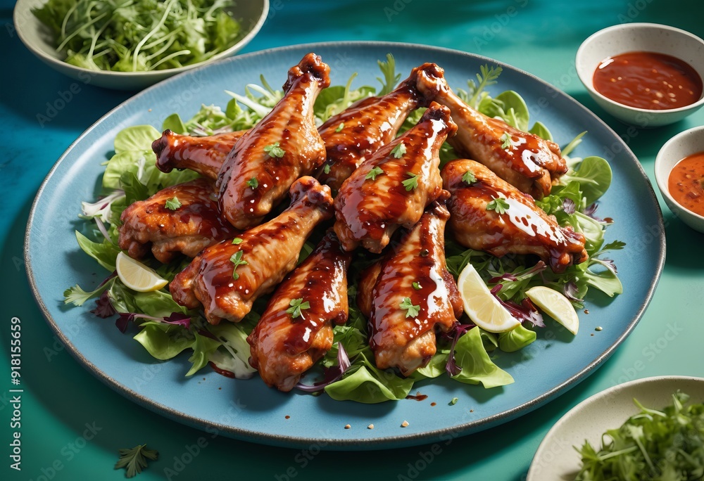 Grilled chicken wings with a spicy sauce Grilled chicken wings with a spicy sauce