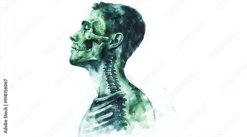 Watercolor Painting of a Man's Neck and Collarbone Watercolor Painting of a Man's Neck and Collarbone