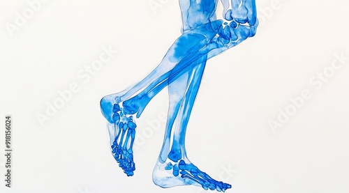 Glowing Leg Watercolor Artwork: Abstract Side View