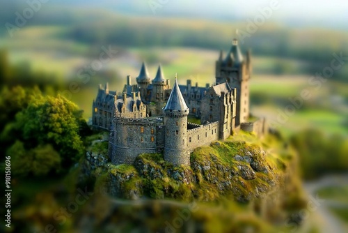 Wallpaper Mural A historic castle with tiny turrets and surrounding landscape, viewed through the tilt-shift effect. Torontodigital.ca